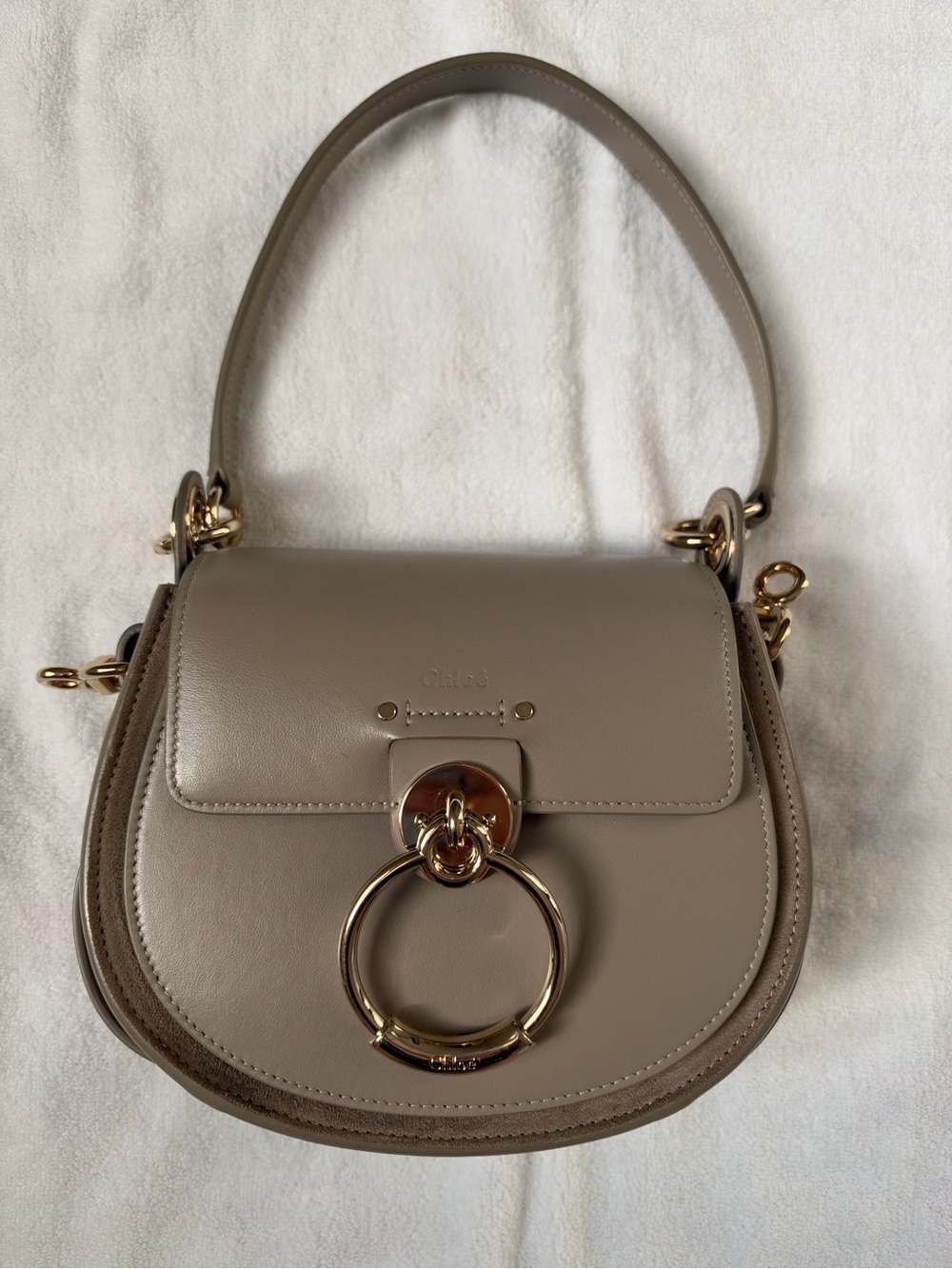 Chloe Small Tess Leather Saddle Bag in Taupe. Dust bag. authentications included - Picture 2 of 15